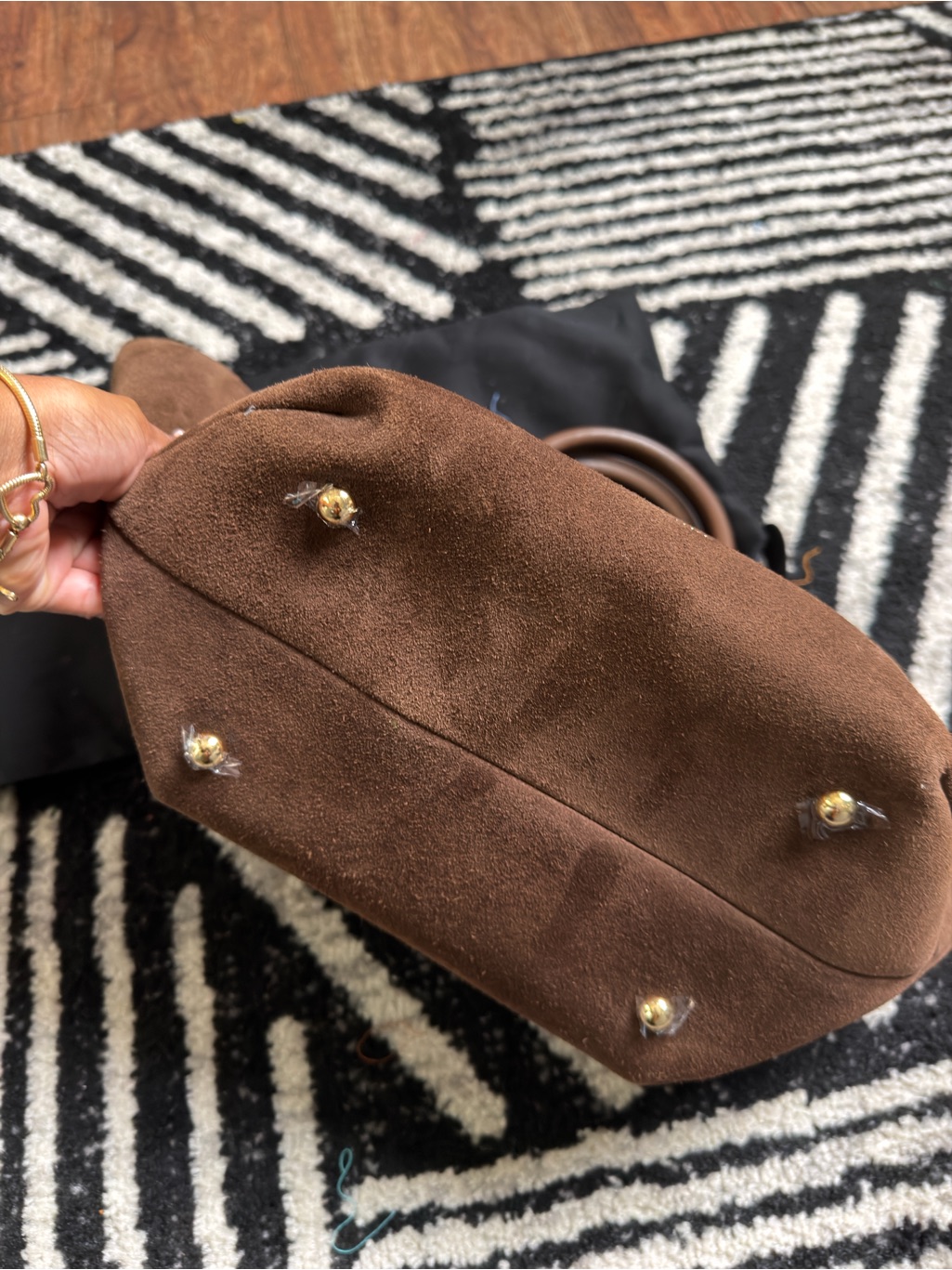 Demellier Brown Suede Top-Handle Tote With Gold Accent — image 2 of 6